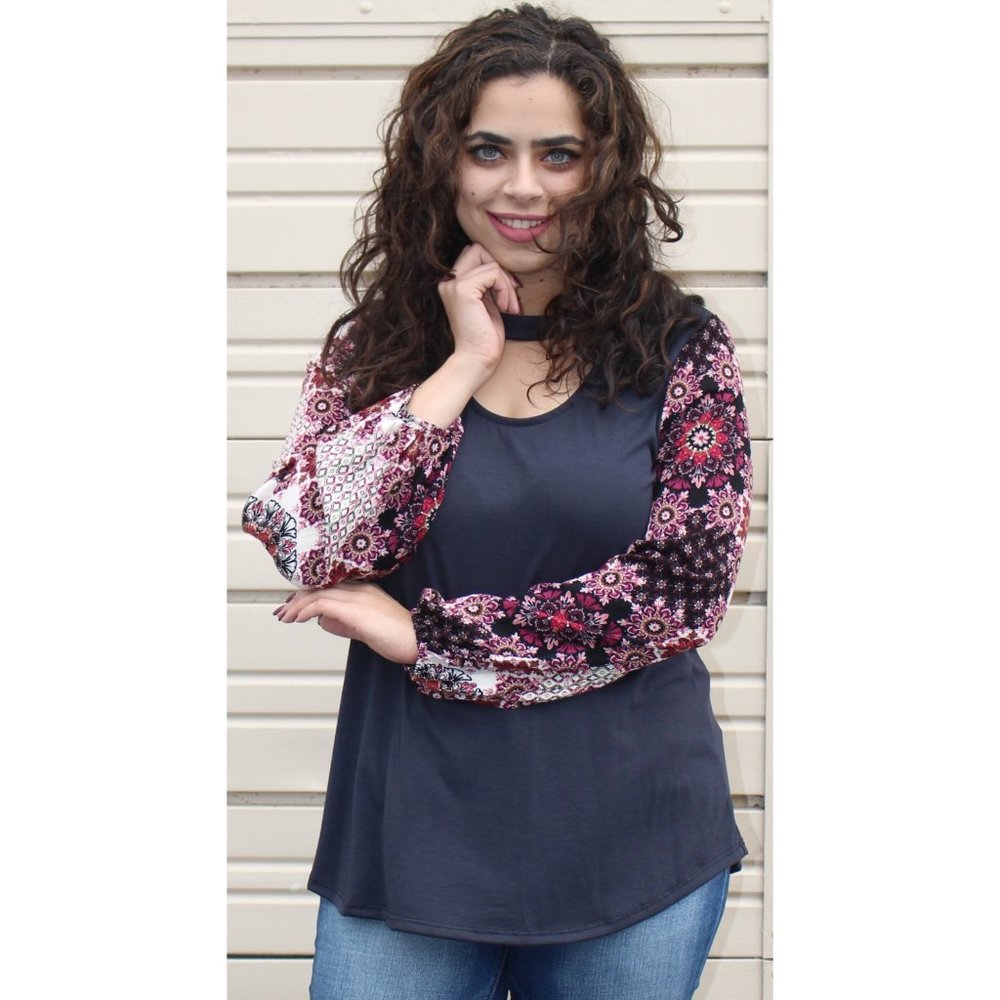 Promesa Floral Print Sleeve Knit Top - Picture 5 of 6